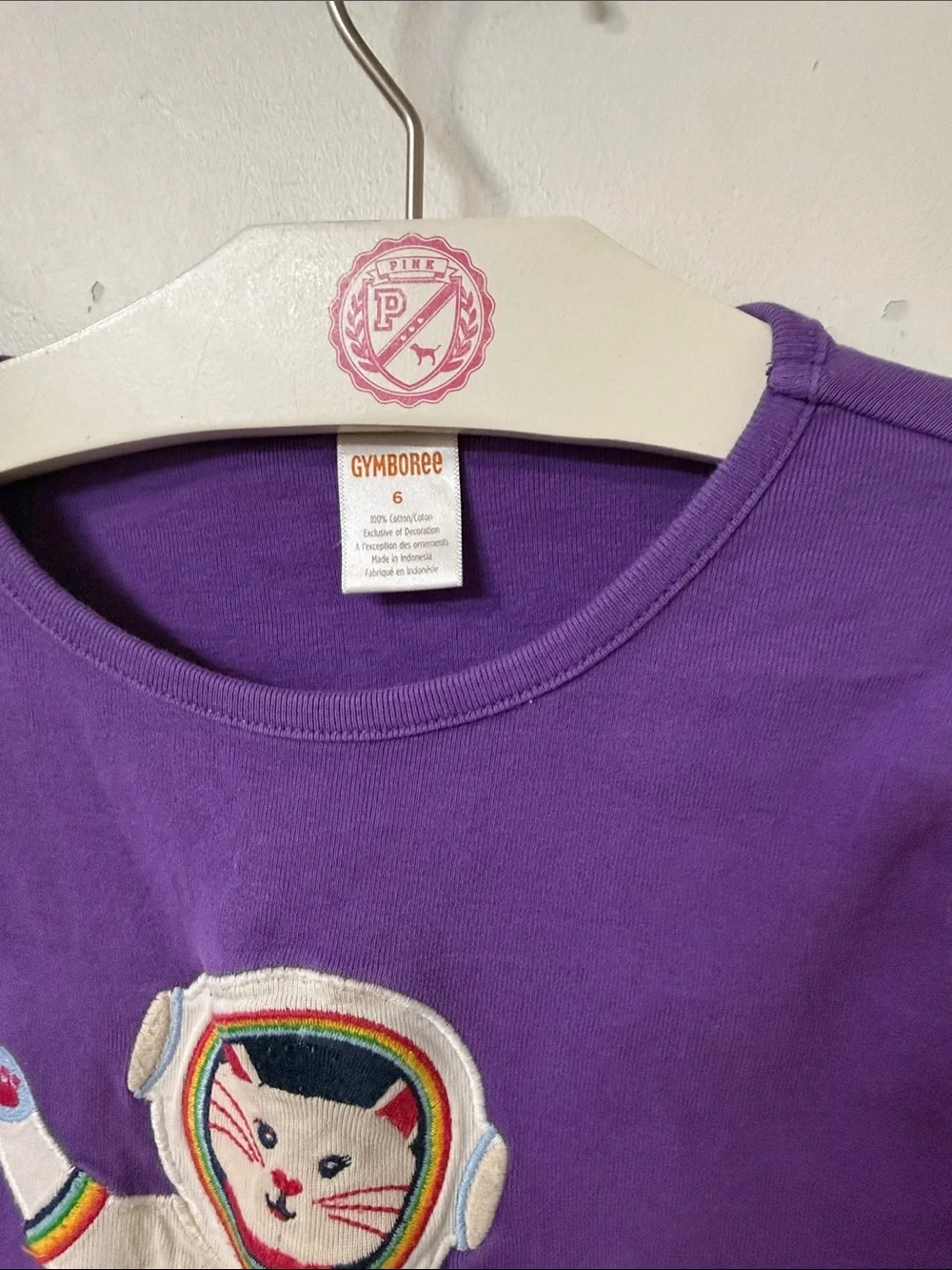 Gymboree Purple Long Sleeve Tee with Space Cat Patch